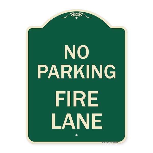 Signmission No Parking Fire Lane W/ Striped Border Heavy-Gauge Aluminum Sign, 24" x 18", G-1824-23623 A-DES-G-1824-23623 - main